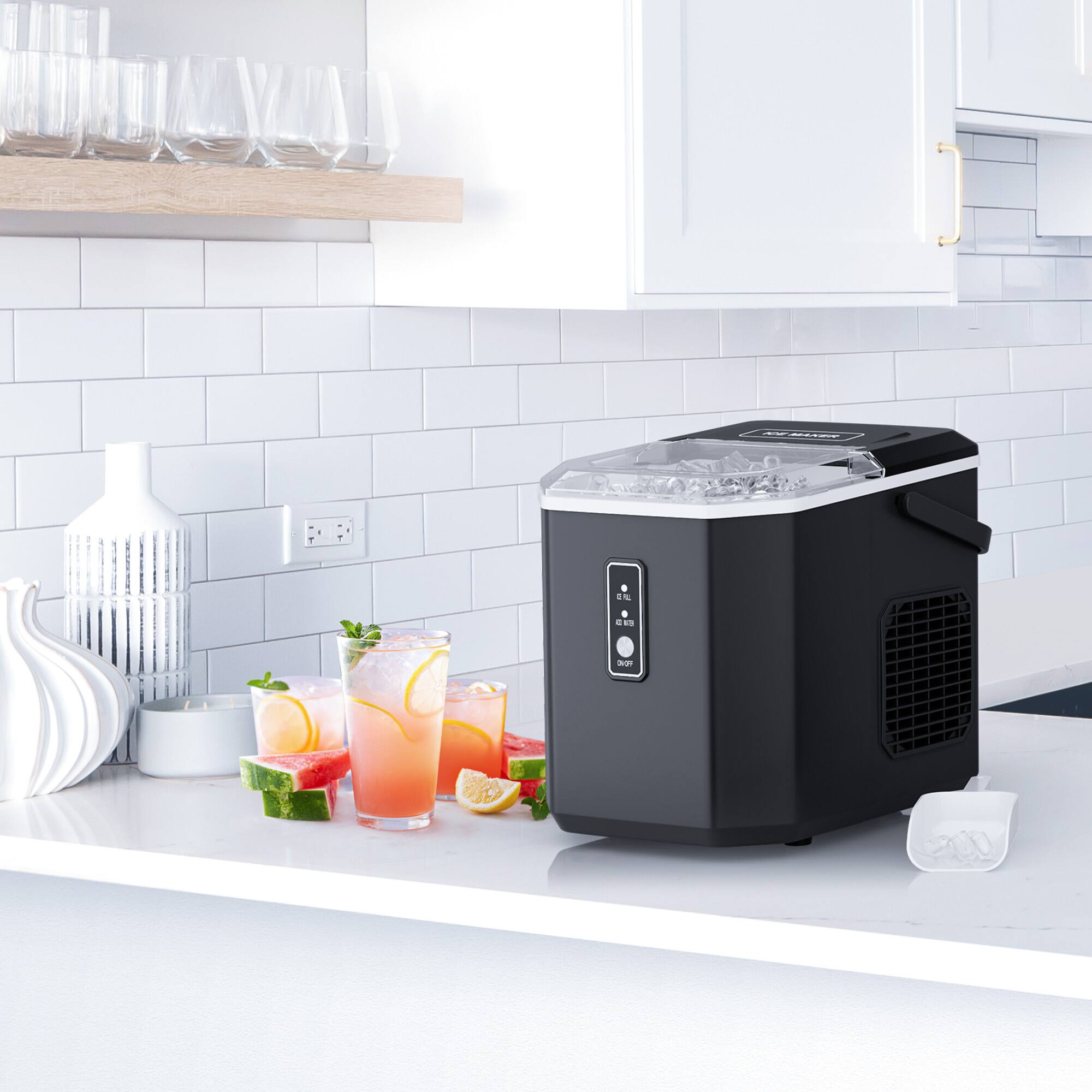 Alt View 6. Sugift - 26lbs/24H Portable Countertop Self-Cleaning Ice Maker, 9 Bullet Cubes in 6 Mins with Handle - Black.