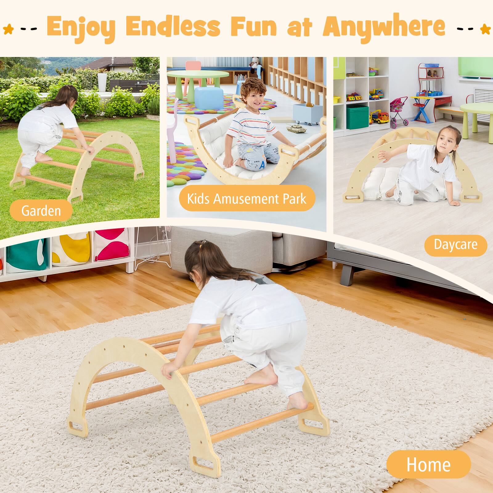 Enjoy Endless Fun at Anywhere

- Garden
- Kids Amusement Park
- Daycare
- Home