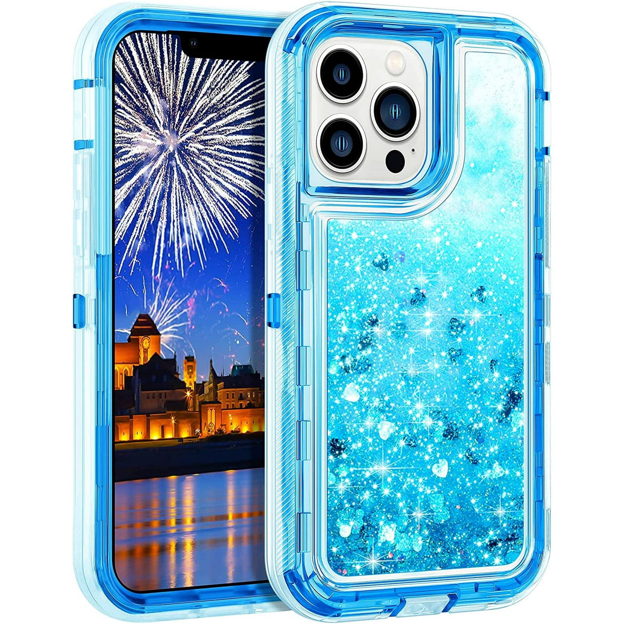 Entronix - Glitter Case for iPhone 13 Pro Max - Triple-Layer Heavy Duty Protection - Blue