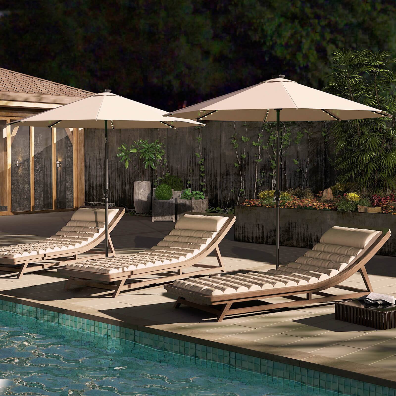 Alt View 3. Costway - Costway 10 FT Solar Patio Umbrella with 96 LED Lights 35° Adjustable Tilt Vented Top - Beige.