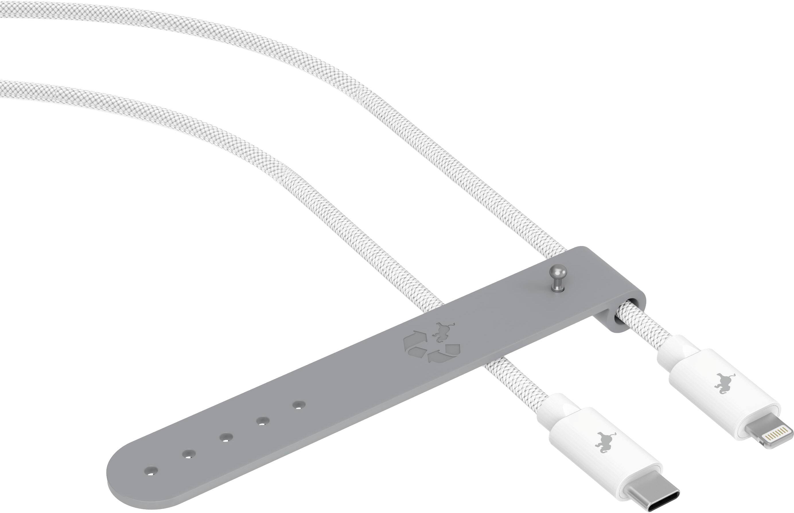 Left. Nimble - Powerknit USB-C to Lightning Cable 2M/6.5 FT MFi Certified Fast Charging for iPhone 14–6, iPad & AirPods, Durable Cord - White.