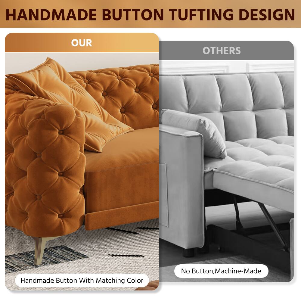 HANDMADE BUTTON TUFTING DESIGN

OUR
Handmade Button With Matching Color

OTHERS
No Button, Machine-Made