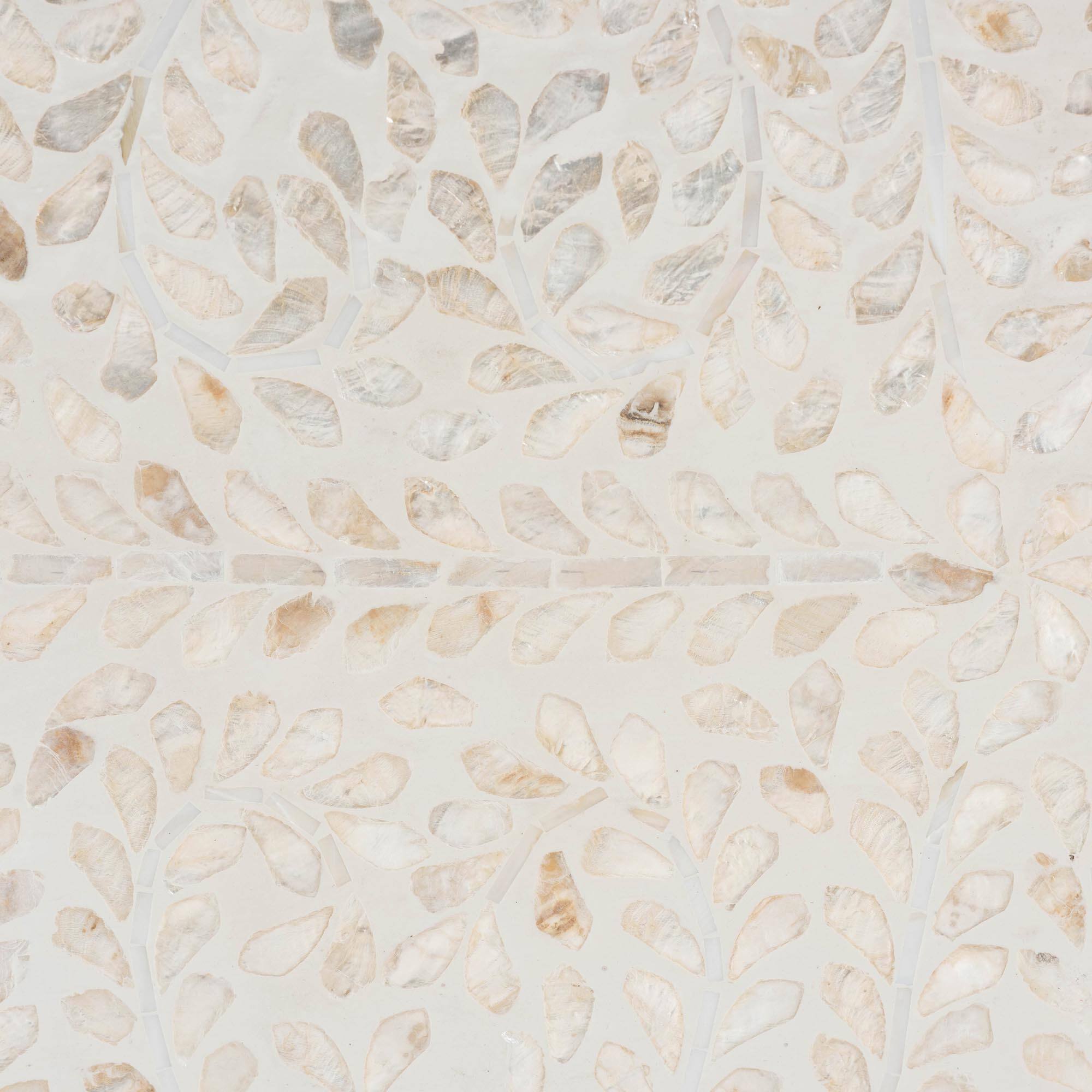 Alt View 2. bali & pari - Hedya Floral Capiz Shell Console Table with Scalloped Detailing - White/Beige.