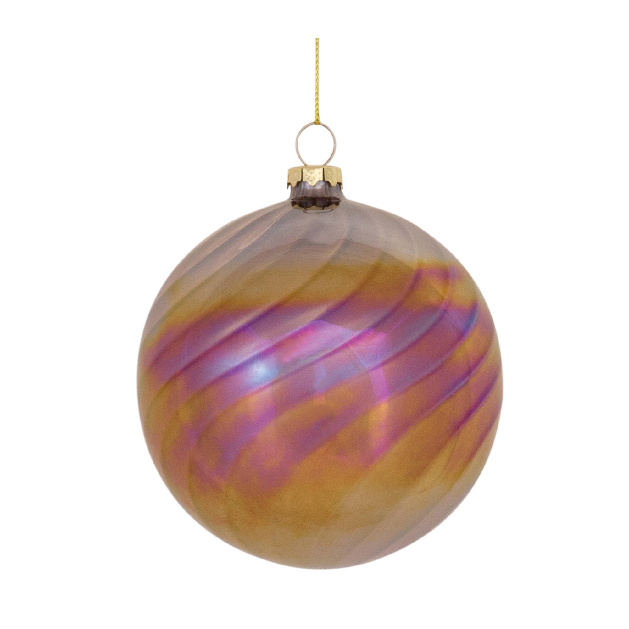 Back. BreeBe - Irredescent Glass Swirl Ornament (Set of 6) - Bronze, Purple.
