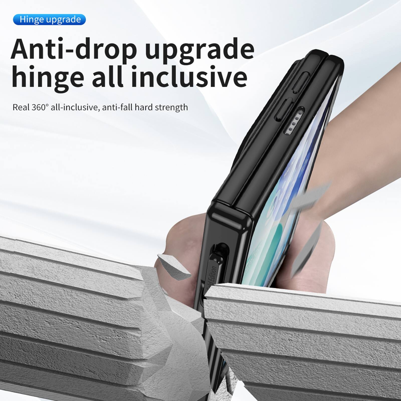 Hinge upgrade  
Anti-drop upgrade hinge all inclusive  
Real 360° all-inclusive, anti-fall hard strength