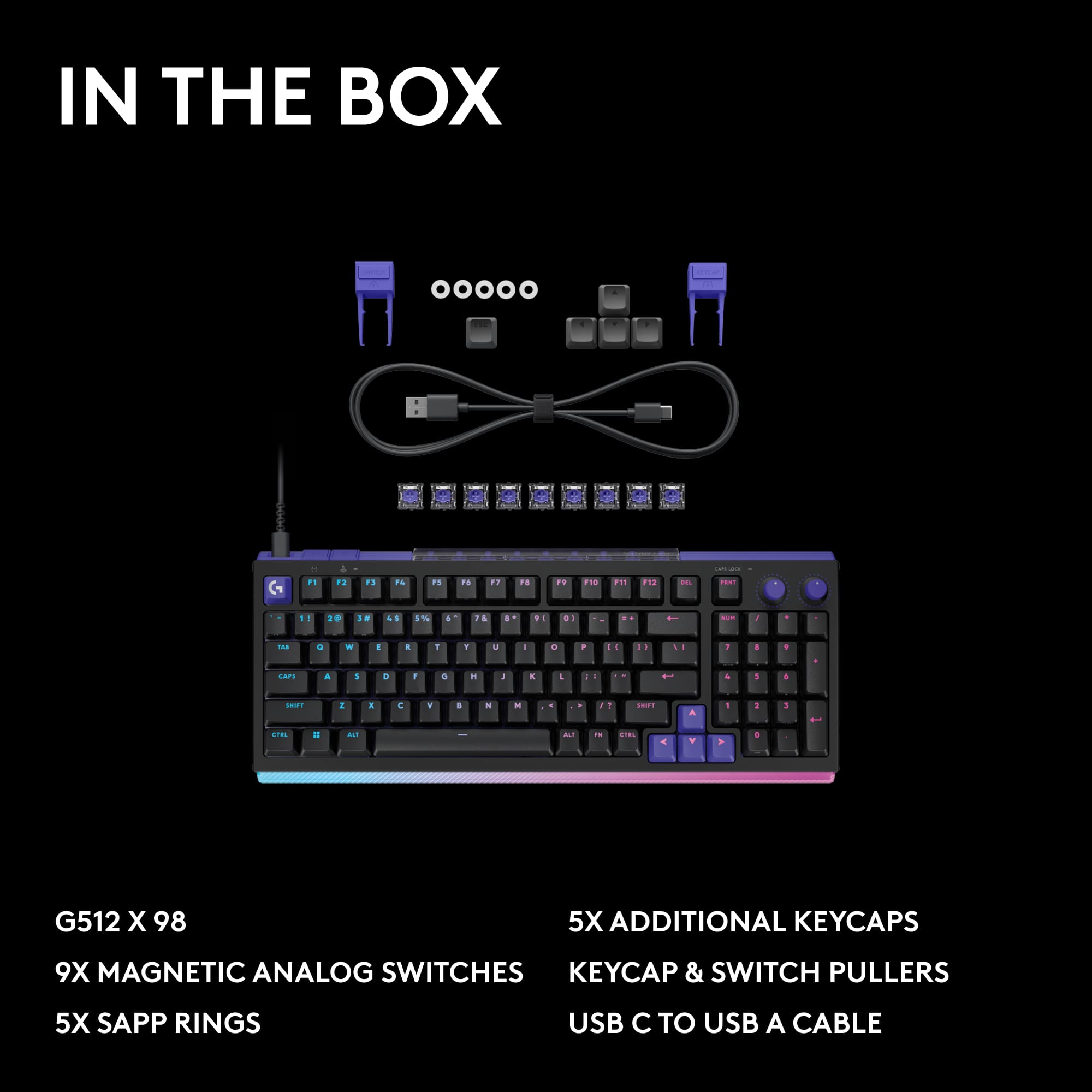 Logitech G512 X 98 Full size DUAL SWAP Hot Swappable TMR Analog