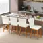 Alt View 1. Costway - 27" Swivel Bar Stools Set of 4 with Rubber Wood Legs Upholstered Linen Bar Chairs - Beige/Natural.