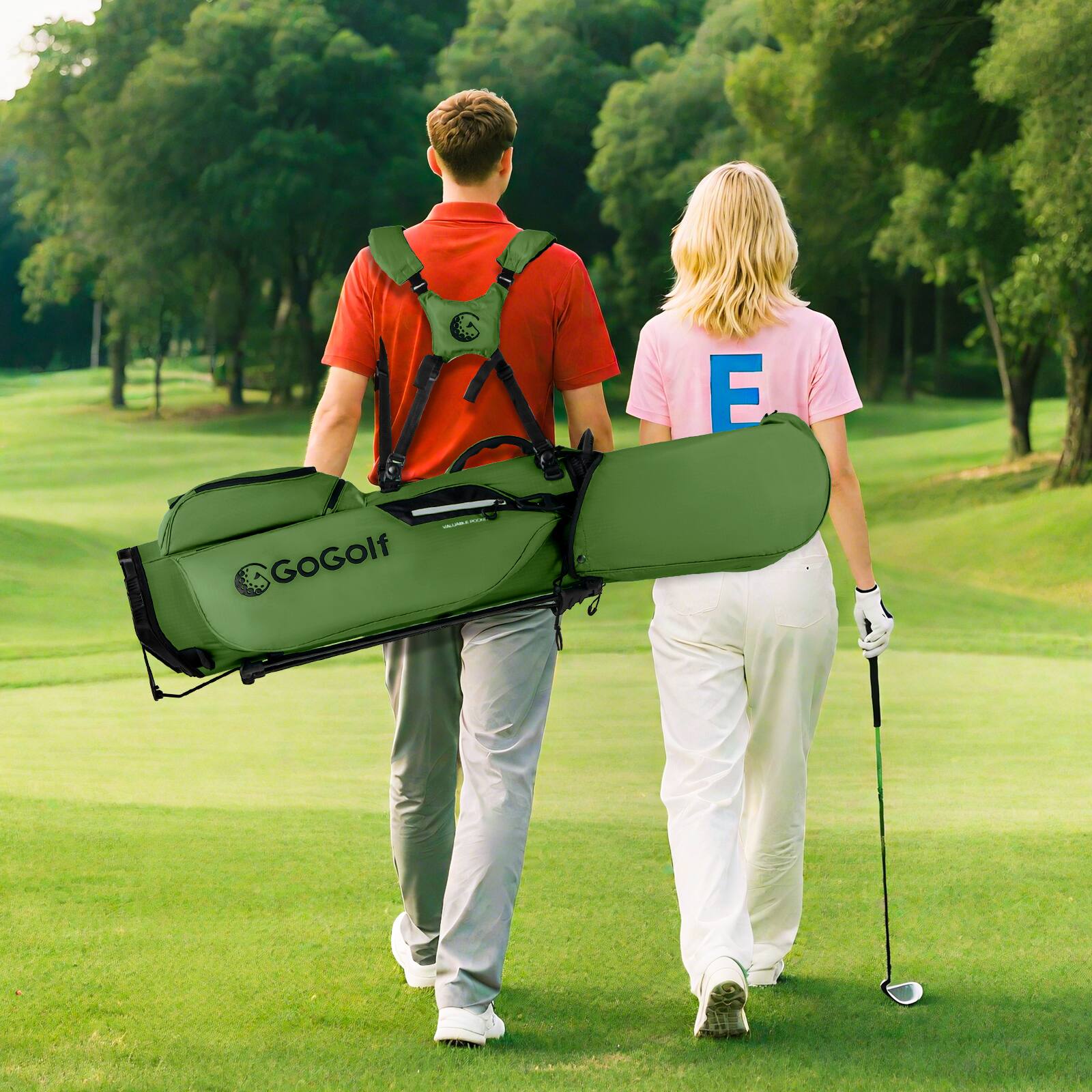 Alt View 3. Gymax - Gymax 8-Way Golf Stand Bag w/ 5 Pockets Lightweight Portable Golf Club Bag Handles Green - Green.