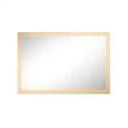 Boyel Living - 32 in W x 48 in L Dark Wood Grain Rectangular Slanted Edge Aluminum Framed Wall Bathroom Vanity Mirror