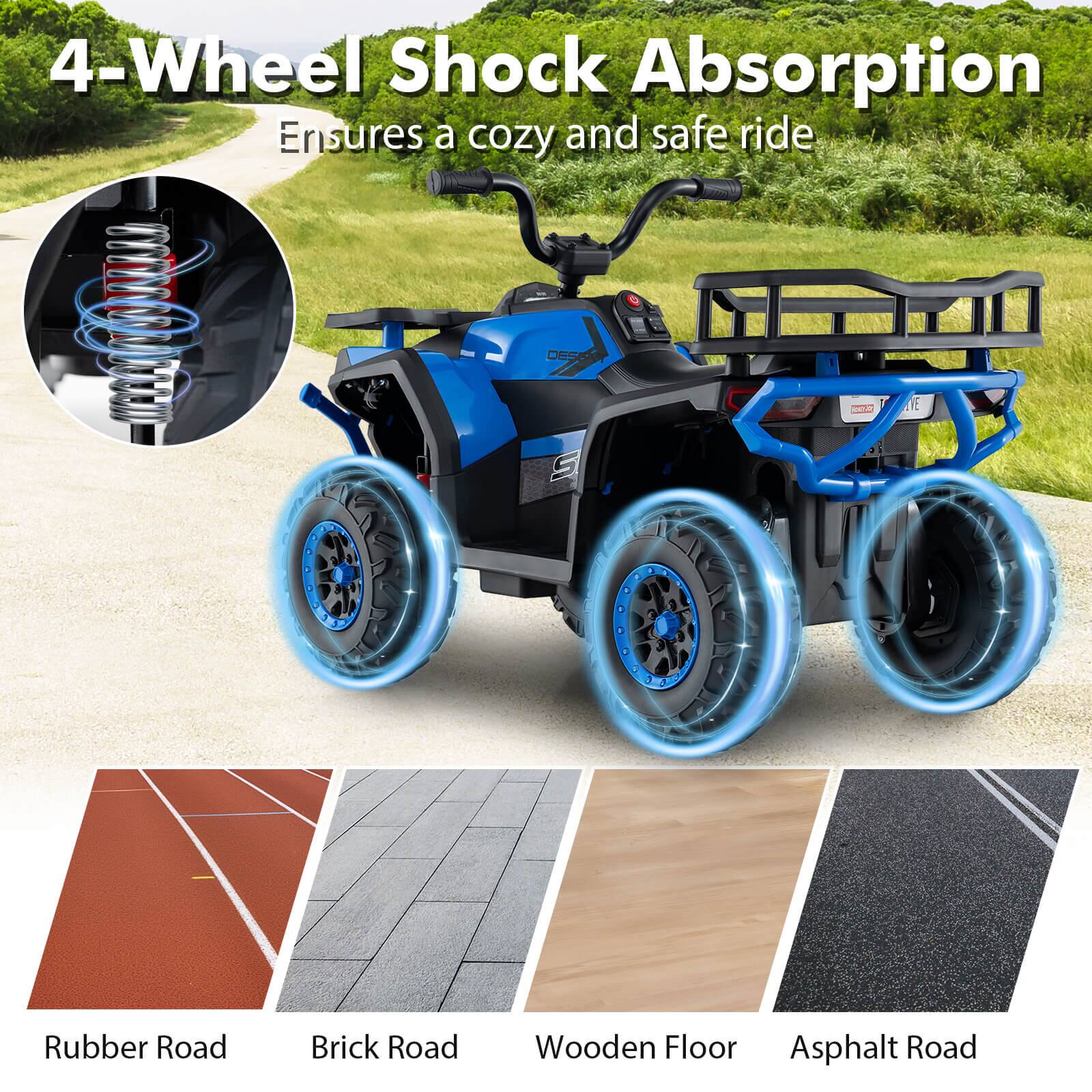 4-Wheel Shock Absorption  
Ensures a cozy and safe ride  

Rubber Road  
Brick Road  
Wooden Floor  
Asphalt Road