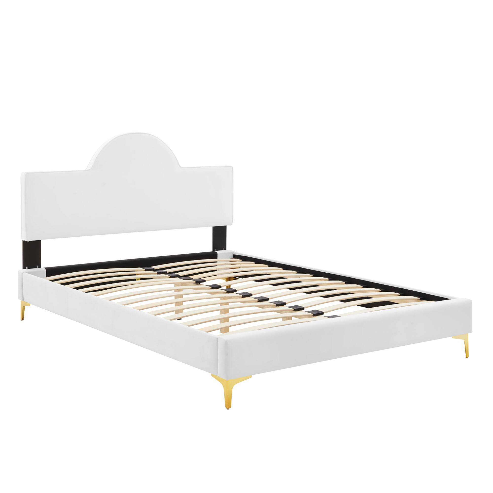 Back. Modway - Gwyneth Tufted Performance Velvet Full Platform Bed - White.