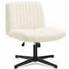 Front. Celtoss - Criss Cross Chair, No Wheels, Armless Cross-Legged Office Desk Chair, Fabric Vanity Makeup Chair with Wide Seat - Standard-Beige.