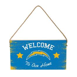 Evergreen Enterprises - Los Angeles Chargers 6" x 11" Welcome Home Wood Wall Sign with Rope Hanger - Multicolor