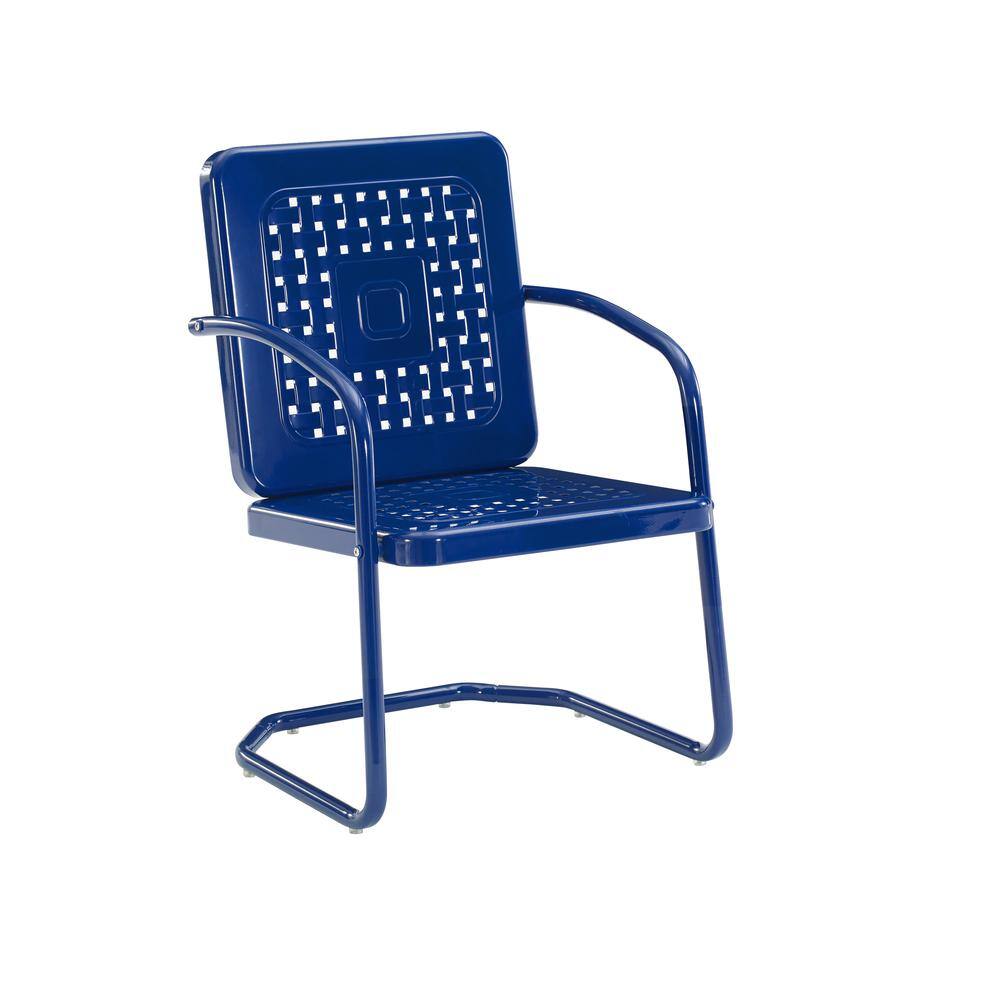 Left. Crosley Furniture - Bates 2Pc Retro Outdoor Chair Set - 2 Armchairs - Navy Gloss.
