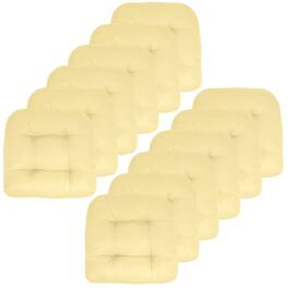 Sweet Home Collection - Patio Cushions Indoor/Outdoor Chair Pads Tufted 19" x 19", 12-Pack - Yellow