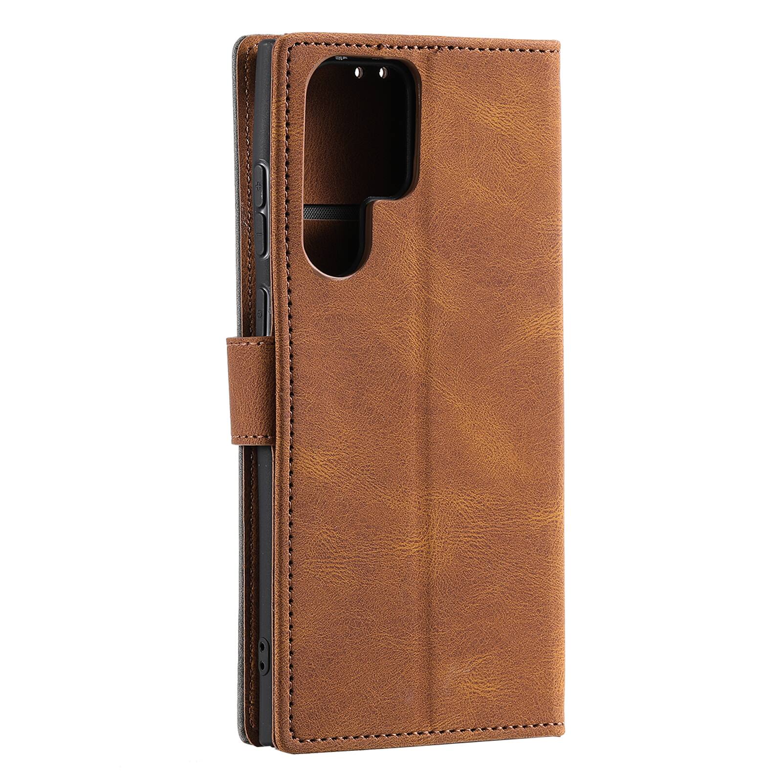 Alt View 2. Dteck - Wallet Case for Samsung Galaxy S24 Ultra,Vintage PU Leather Flip Card Holder Kickstand Magnetic Closure Phone Cover - Brown.