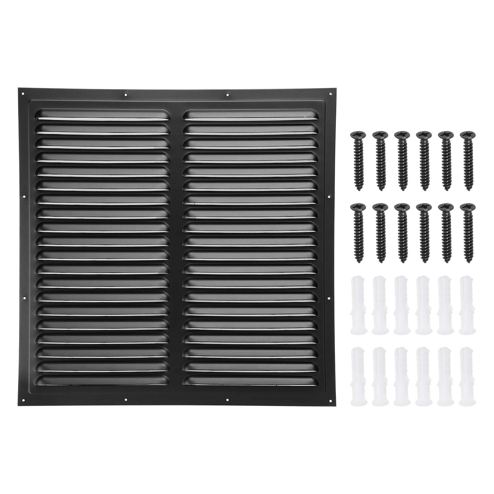 Unique Bargains - 16"x16" Aluminum Gable Vent, Exterior Wall Outlet Square Soffit Vent HVAC Louver Air Grille with Built-in Screen - Black