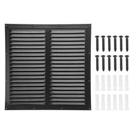 Unique Bargains - 16"x16" Aluminum Gable Vent, Exterior Wall Outlet Square Soffit Vent HVAC Louver Air Grille with Built-in Screen - Black