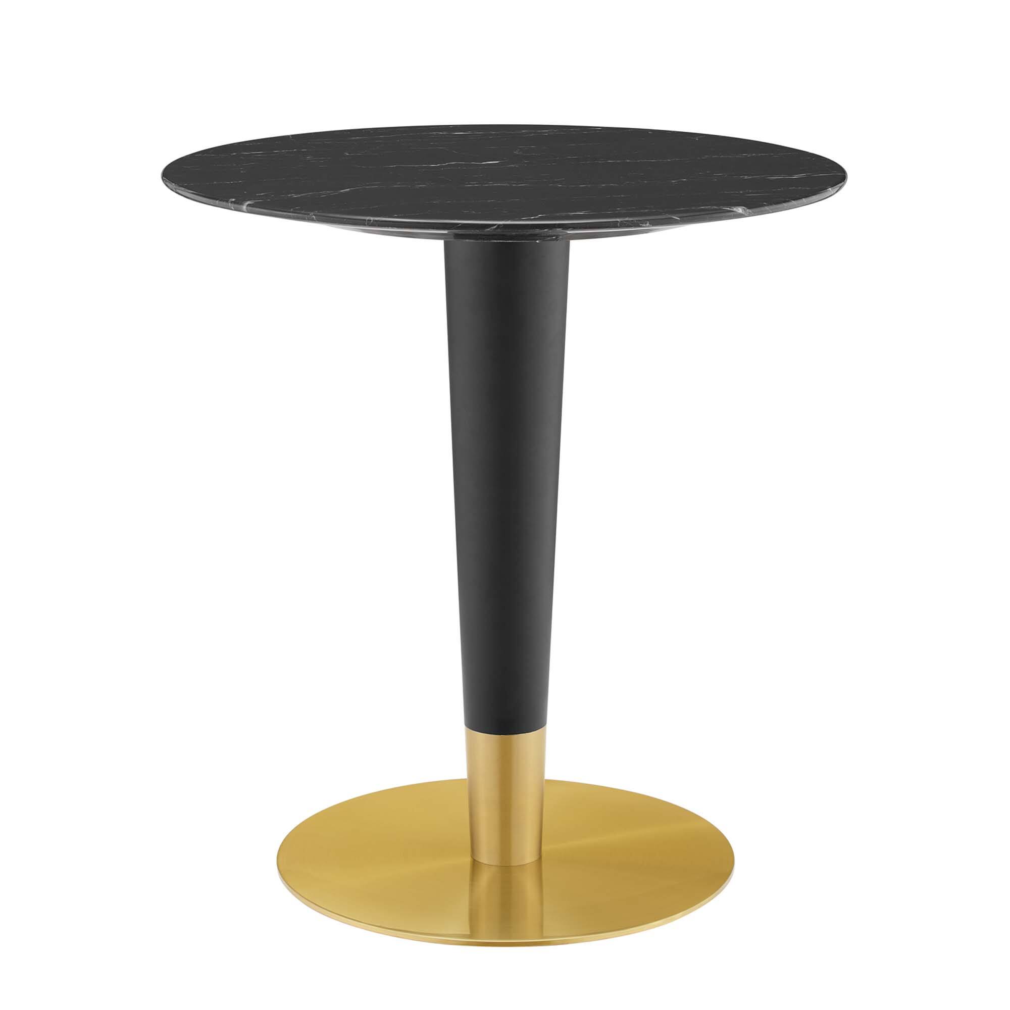 Angle. Modway - Zinque 28" Artificial Marble Dining Table by Modway - Gold Black.
