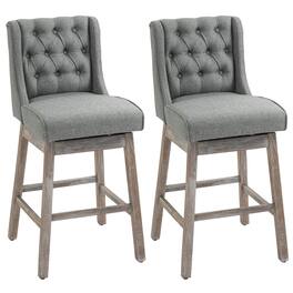 Homcom - Set of 2 Bar Height Kitchen Stools with Swivel Seat - Gray