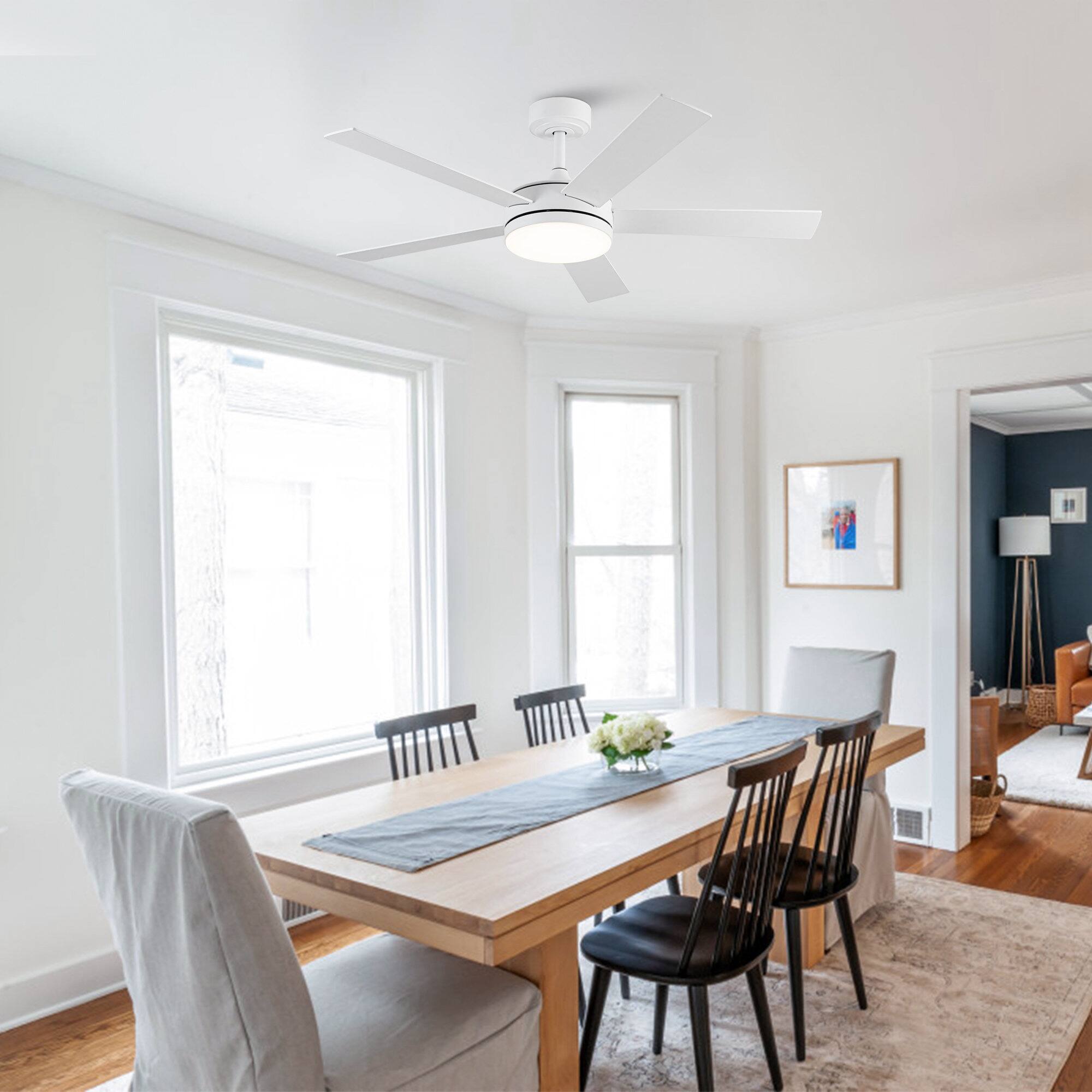 Left. Vaczon - 48" Modern White Smart Integrated LED Ceiling Fan with Remote and App - White.