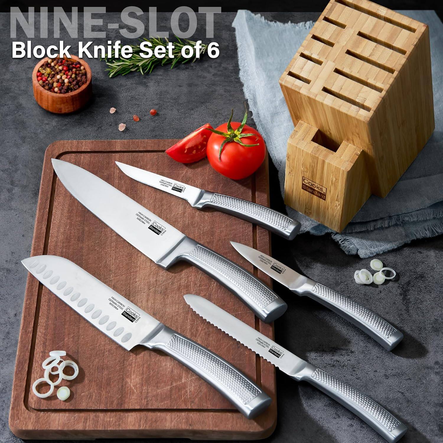 NINE-SLOT Block Knife Set of 6
