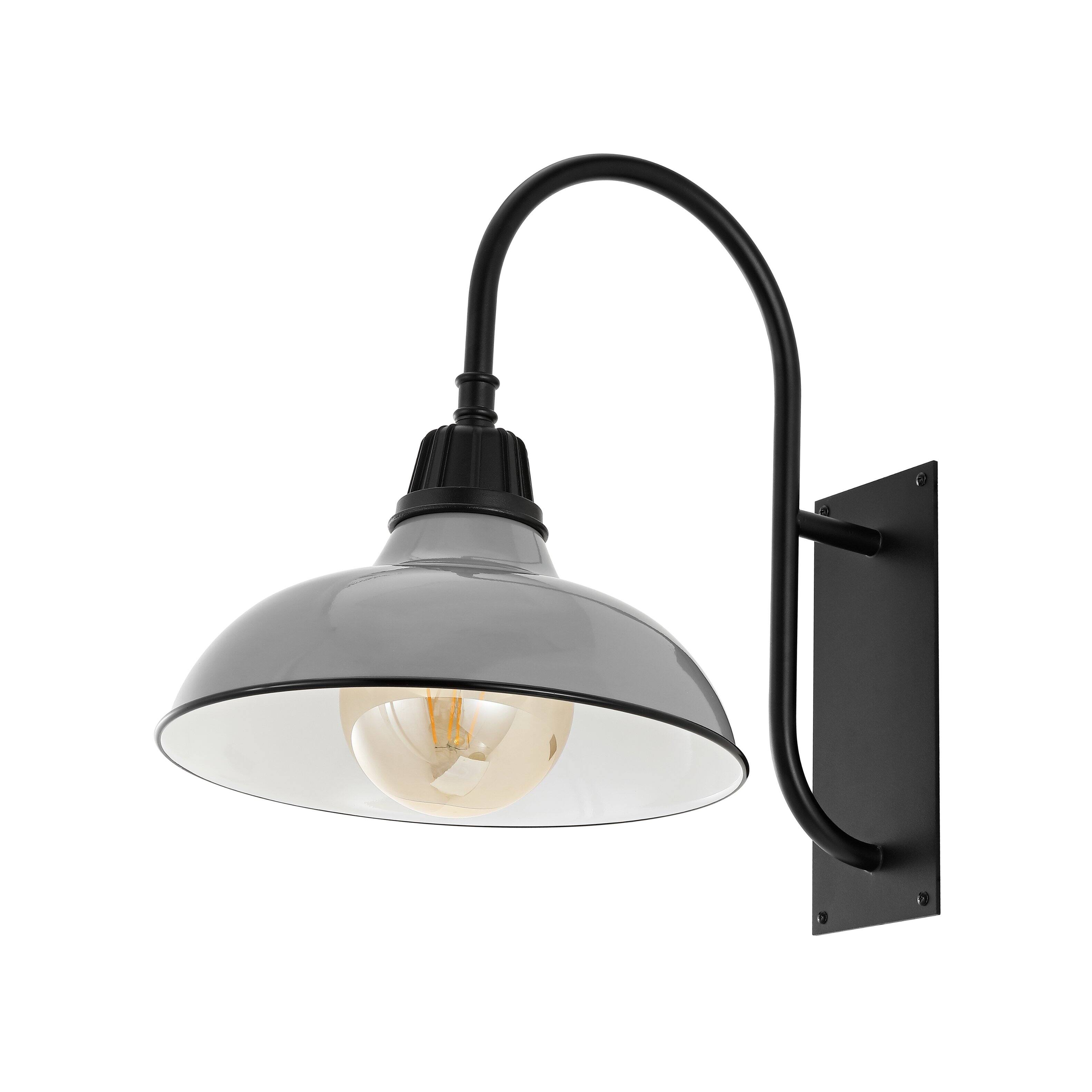Alt View 5. Jonathan Y - Stanley 12.25" 1-Light Farmhouse Industrial Indoor/Outdoor Iron LED Gooseneck Arm Outdoor Sconce, Gray - Gray/Black.
