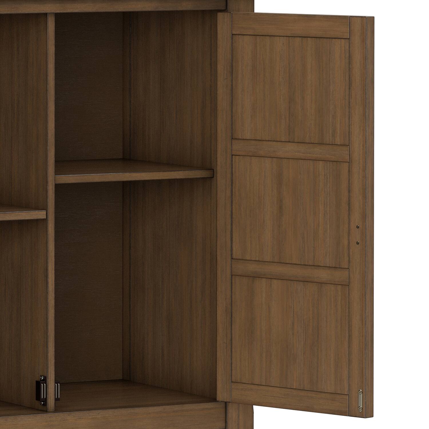 Alt View 4. Simpli Home - Burlington 30 inch Wide Solid Wood Transitional Low Storage Cabinet in Rustic Natural Aged Brown - Rustic Natural Aged Brown.