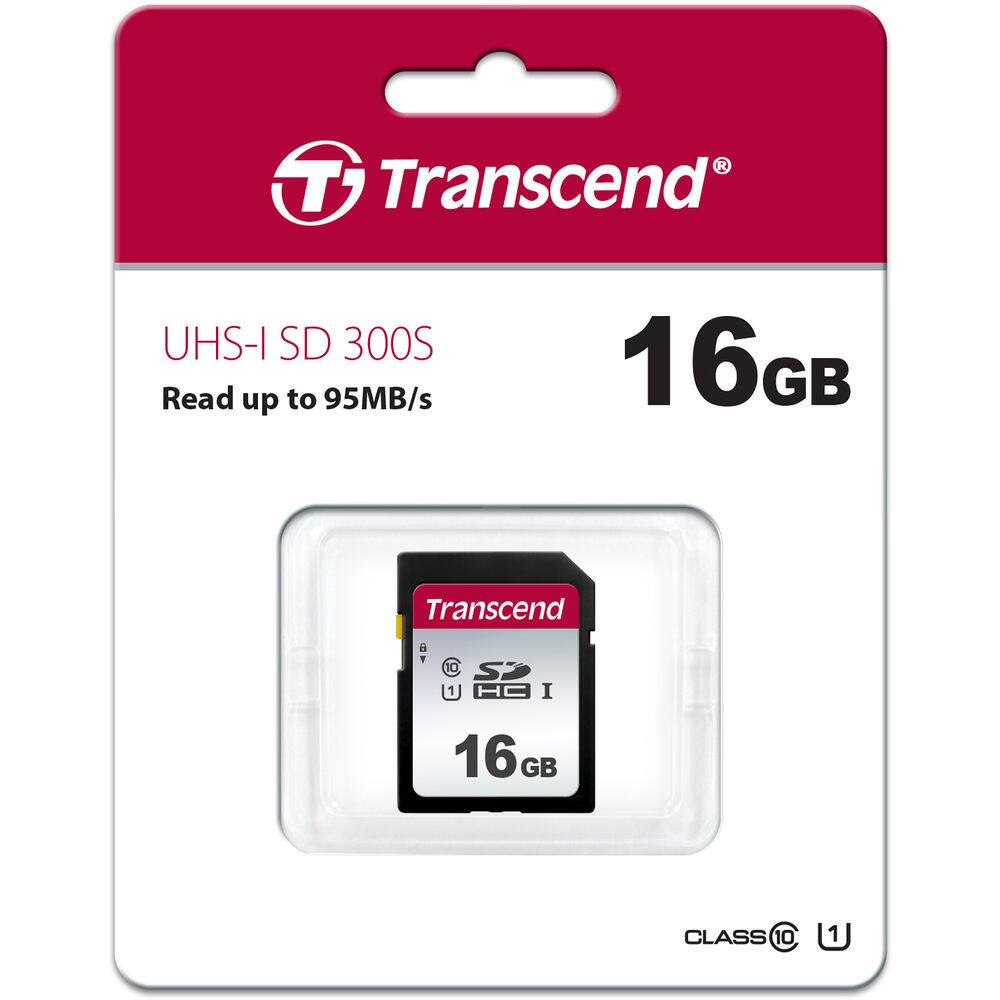 Transcend UHS-I SD 300S  
Read up to 95MB/s  
16GB  
Transcend  
CLASS 10  
U1
