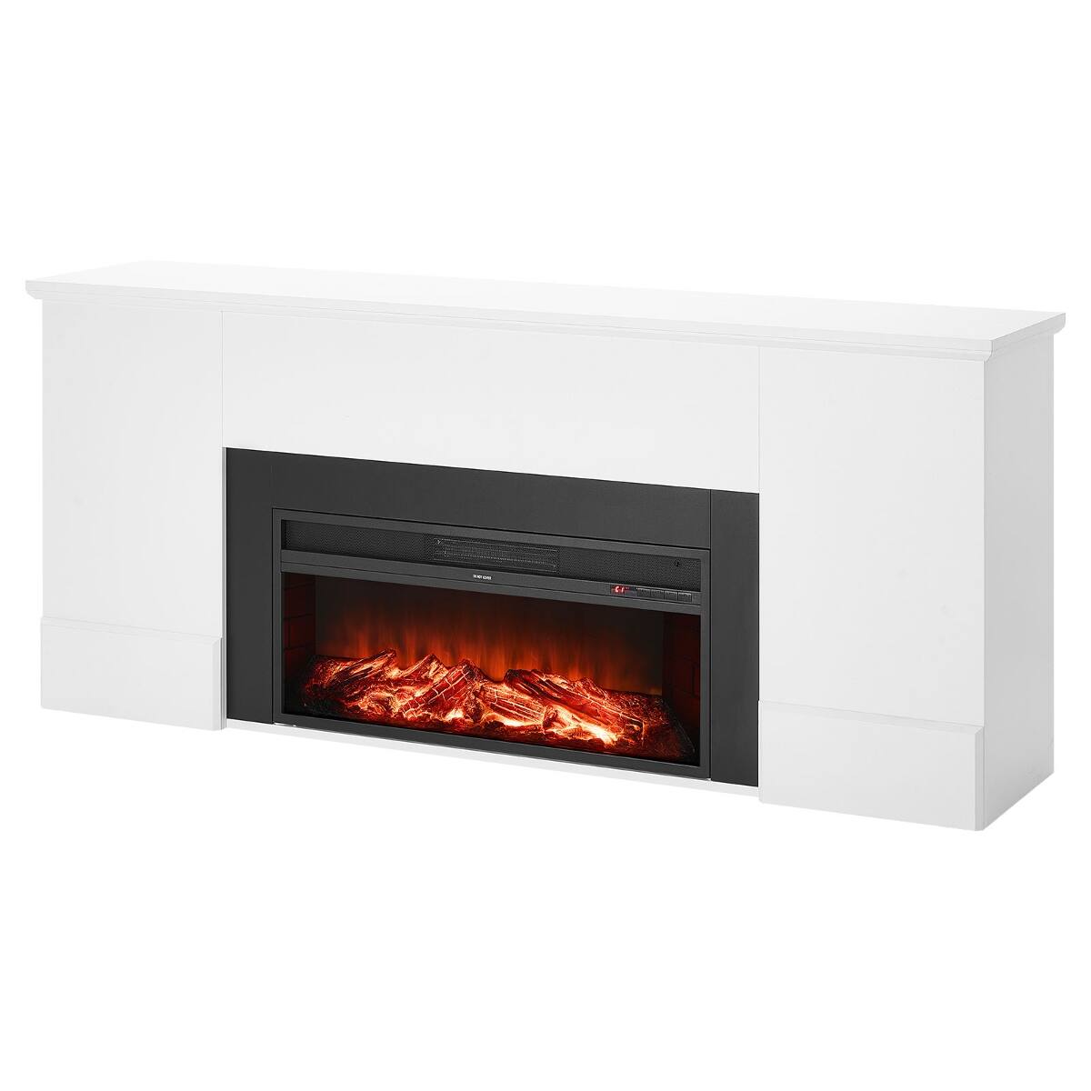 Alt View 3. Loheer - Loheer 75 inch freestanding electric fireplace White with Mantel - White.