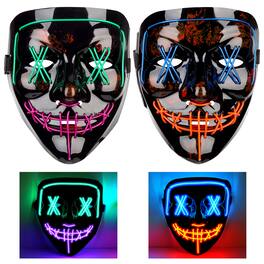 Acekool - 2PACK Halloween Led Mask Light Up Scary Mask Purge Mask