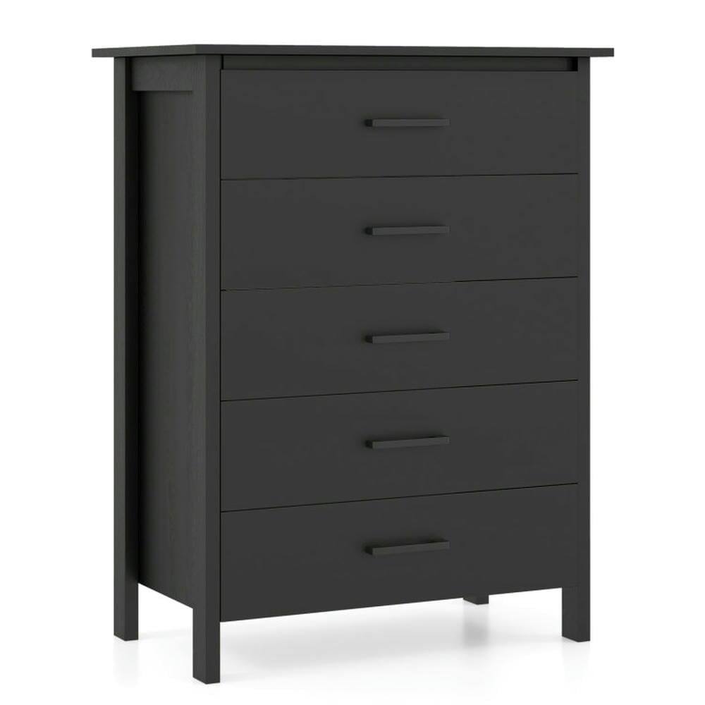 Left. Kadyn - Storage Dresser,Chest of Drawers,Modern 5-Drawer Multipurpose Chest Dresser with Metal Handles-Black - Black.