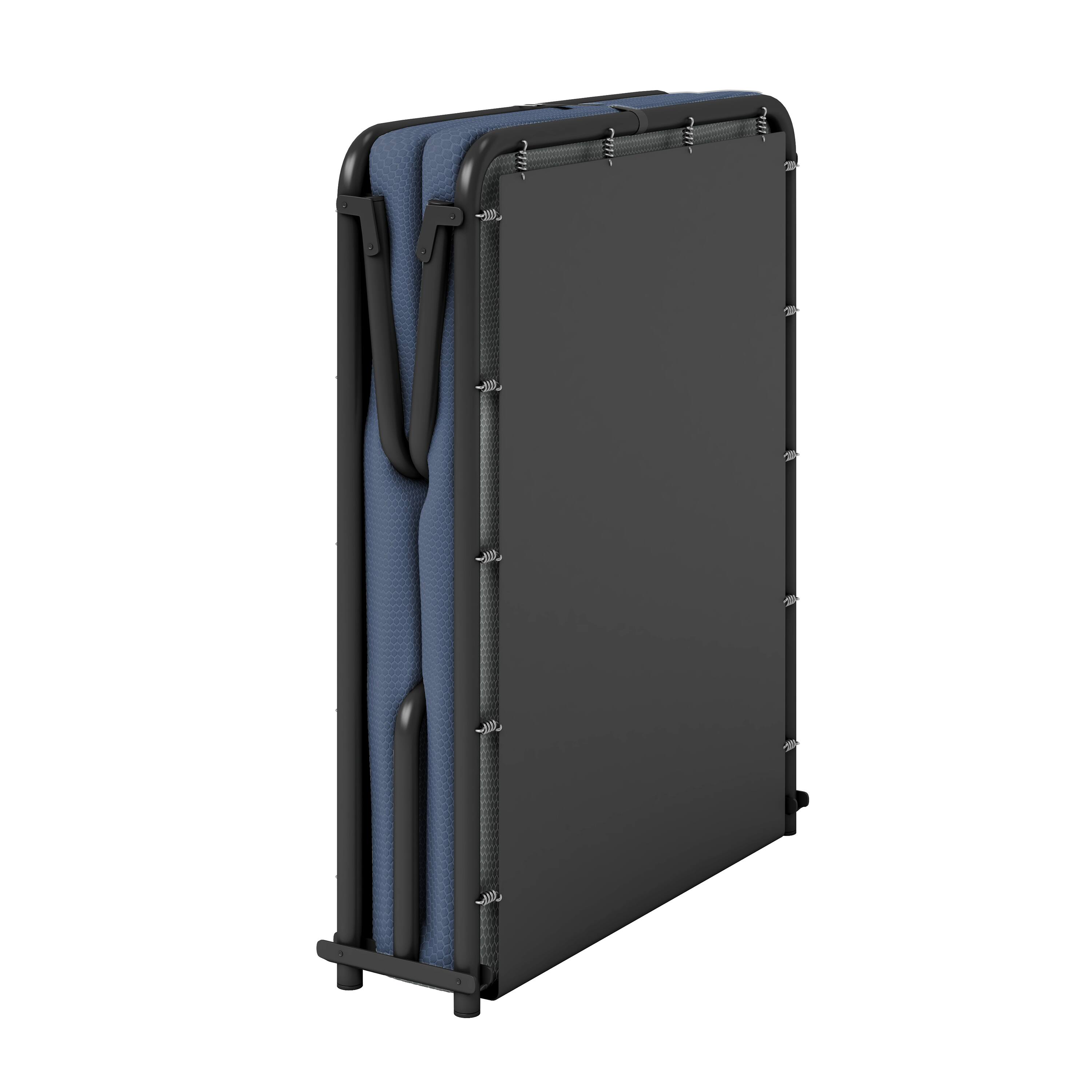 Alt View 4. Boyd Sleep - Folding Guest Bed, Metal Frame with GelLux PU Mattress, Washable Removable Cover - Dark Blue.