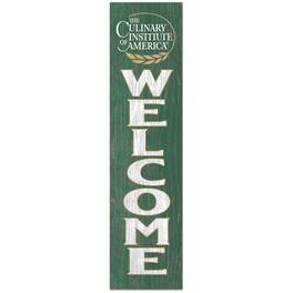 Jardine - Culinary Institute of America Steels 12'' x 48'' Outdoor Leaner Welcome Sign - Green