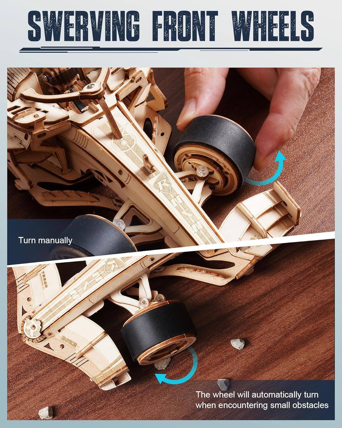 SWERVING FRONT WHEELS

Turn manually

The wheel will automatically turn when encountering small obstacles