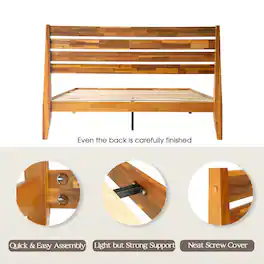 East West Furniture - Queen Wooden Platform Bed Frame - Acacia Honey