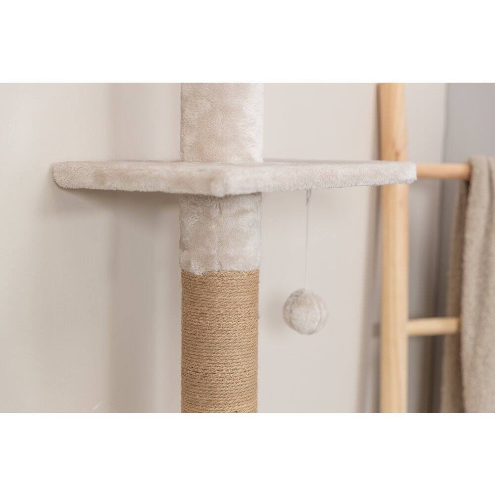 Alt View 3. TRIXIE - Kobe Sisal & Plush 90.5"-104" Ceiling Mount Cat Tree, 4-Level Cat Tower, Beige - Beige.
