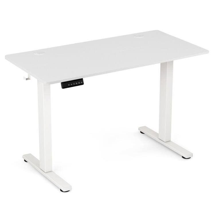Front. SlickBlue - Electric Standing Desk with 3 Memory Presets, Hooks & Cable Management for Home Office - White.
