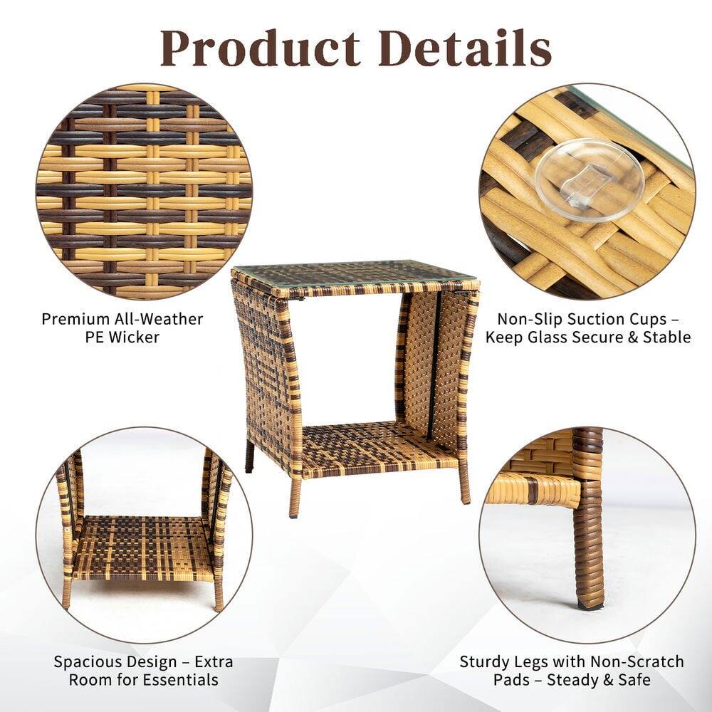 Product Details

- Premium All-Weather PE Wicker
- Non-Slip Suction Cups - Keep Glass Secure & Stable
- Spacious Design - Extra Room for Essentials
- Sturdy Legs with Non-Scratch Pads - Steady & Safe
