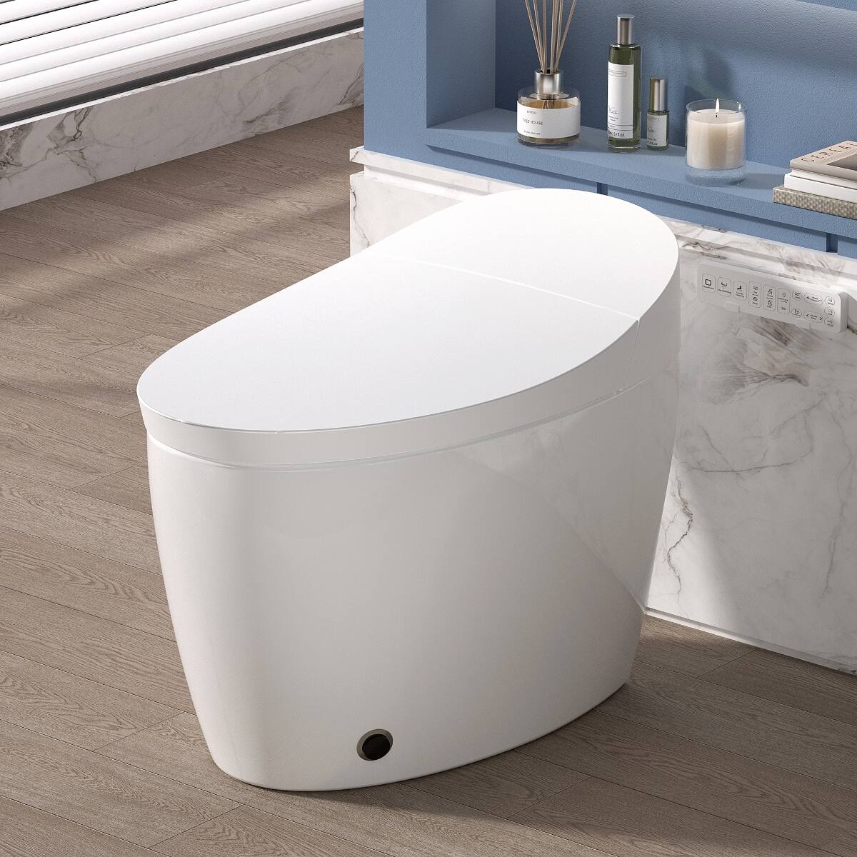 Loheer - Smart Toilet with Bidet One-Piece Toilet Auto Flush Heated Seat 12 Inch Rough In - White