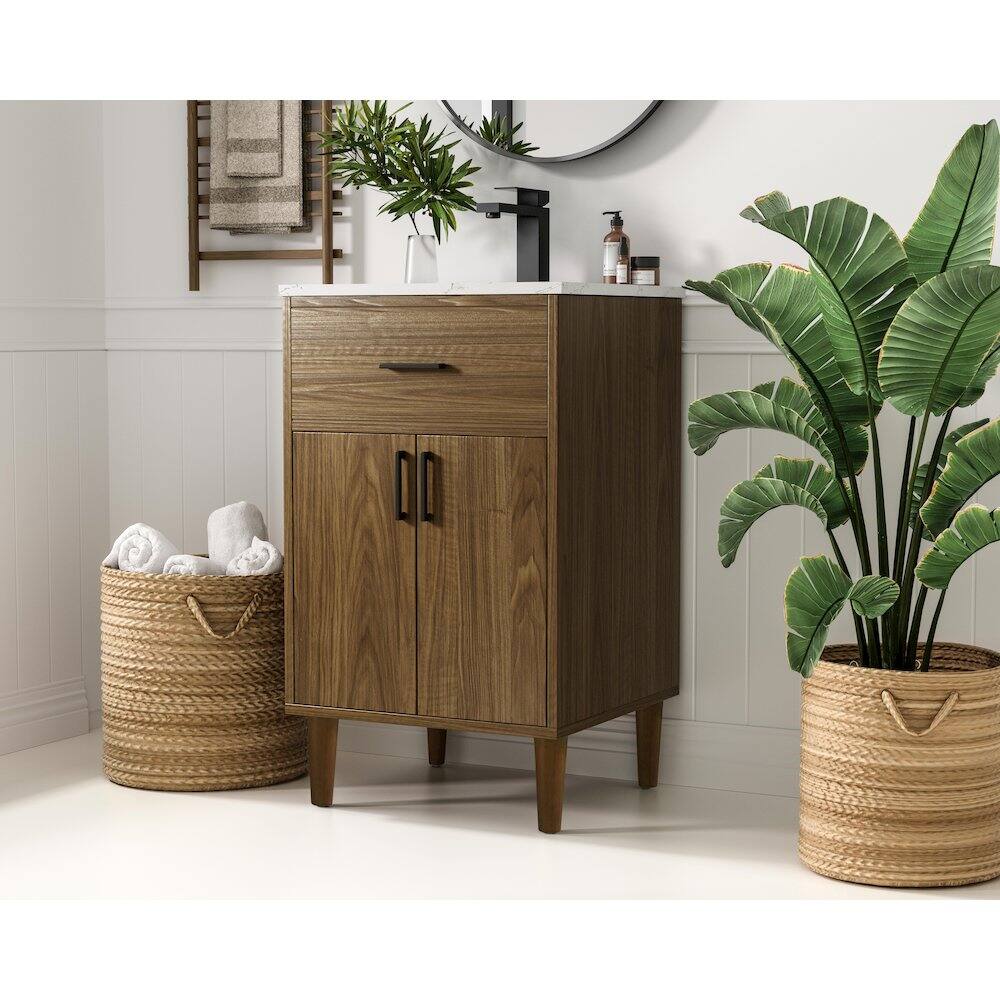 Alt View 8. Elegant Kitchen and Bath - Chandler 20 Inch Single Bathroom Vanity In Walnut Brown - Walnut Brown.