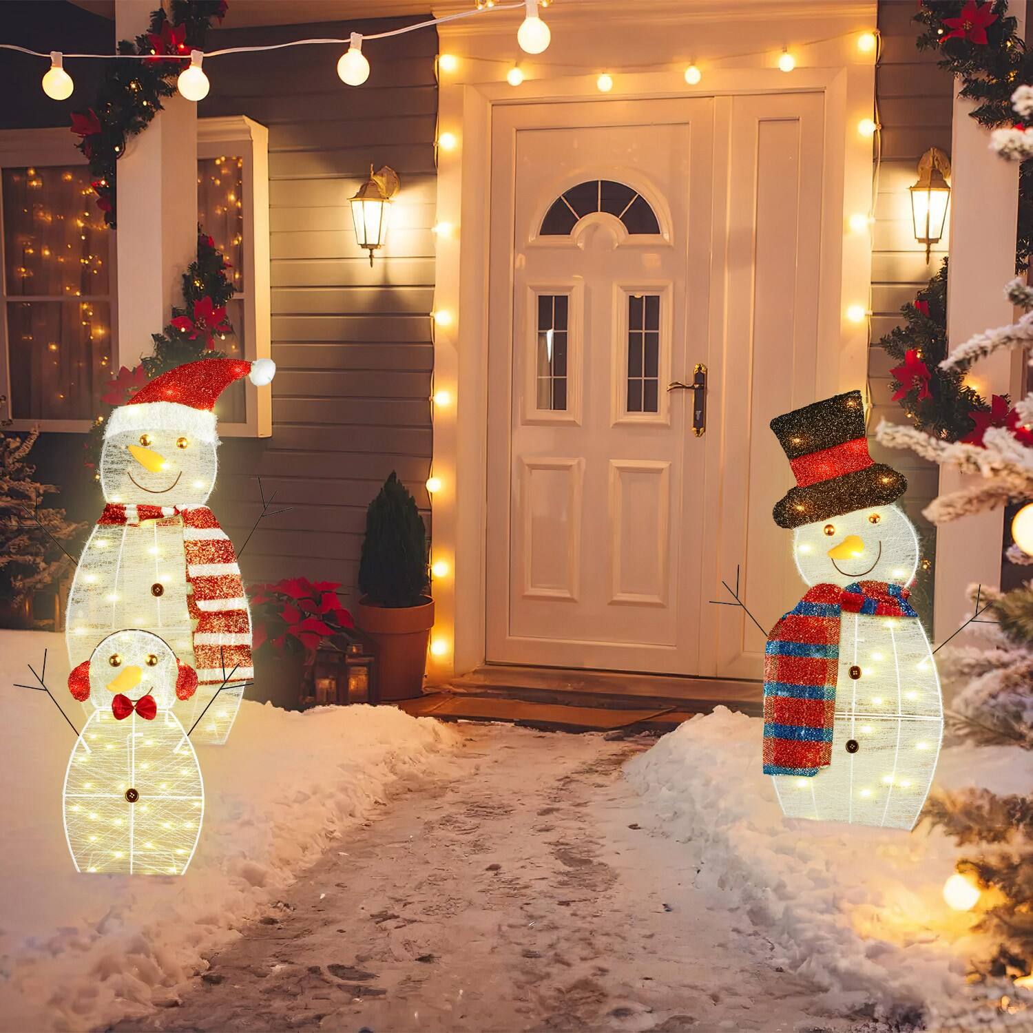 Angle. DirectDeals - 3Pcs 2D Christmas Snowman Yard - Multicolor.