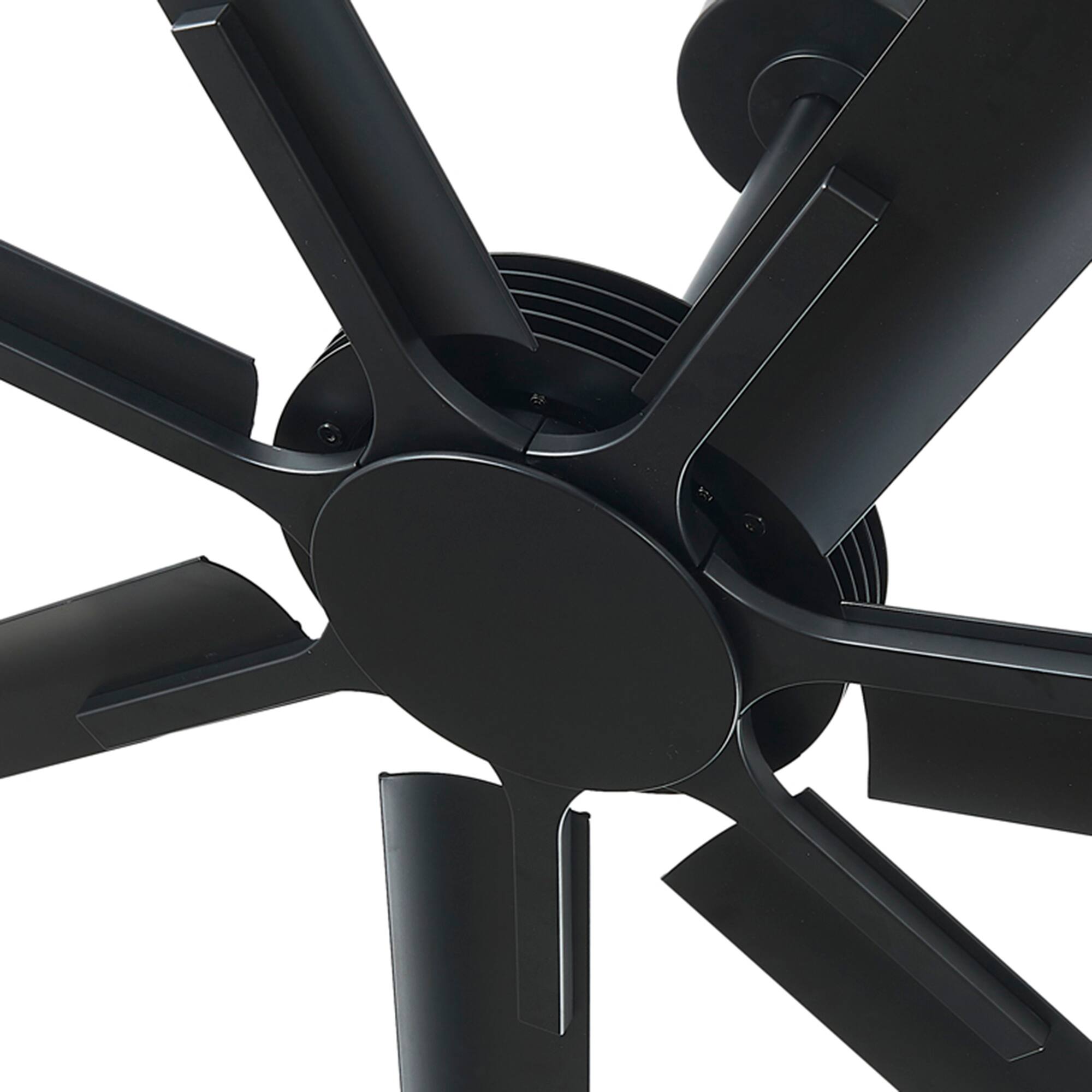 Alt View 4. Parrot Uncle - 100" Industrial Aluminum 7-Blade Black Extra Large Ceiling Fan with Remote - Matte Black.