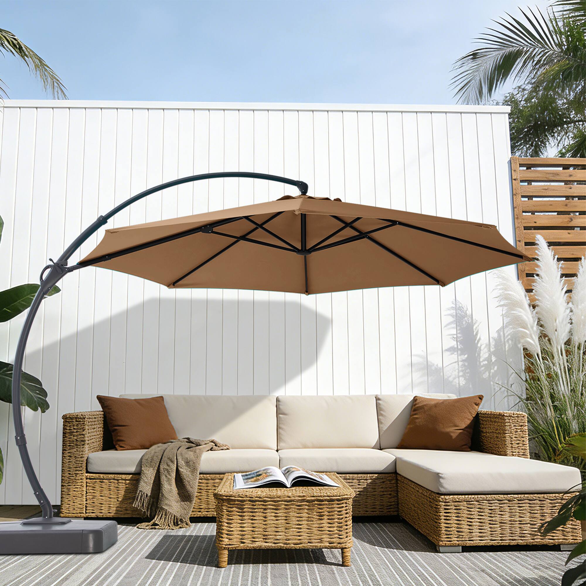 Alt View 2. Yardgrace - 11 FT Heavy Duty Cantilever Patio Umbrella with Base and 360 Rotation for Outdoor Backyard and Pool - Tan.