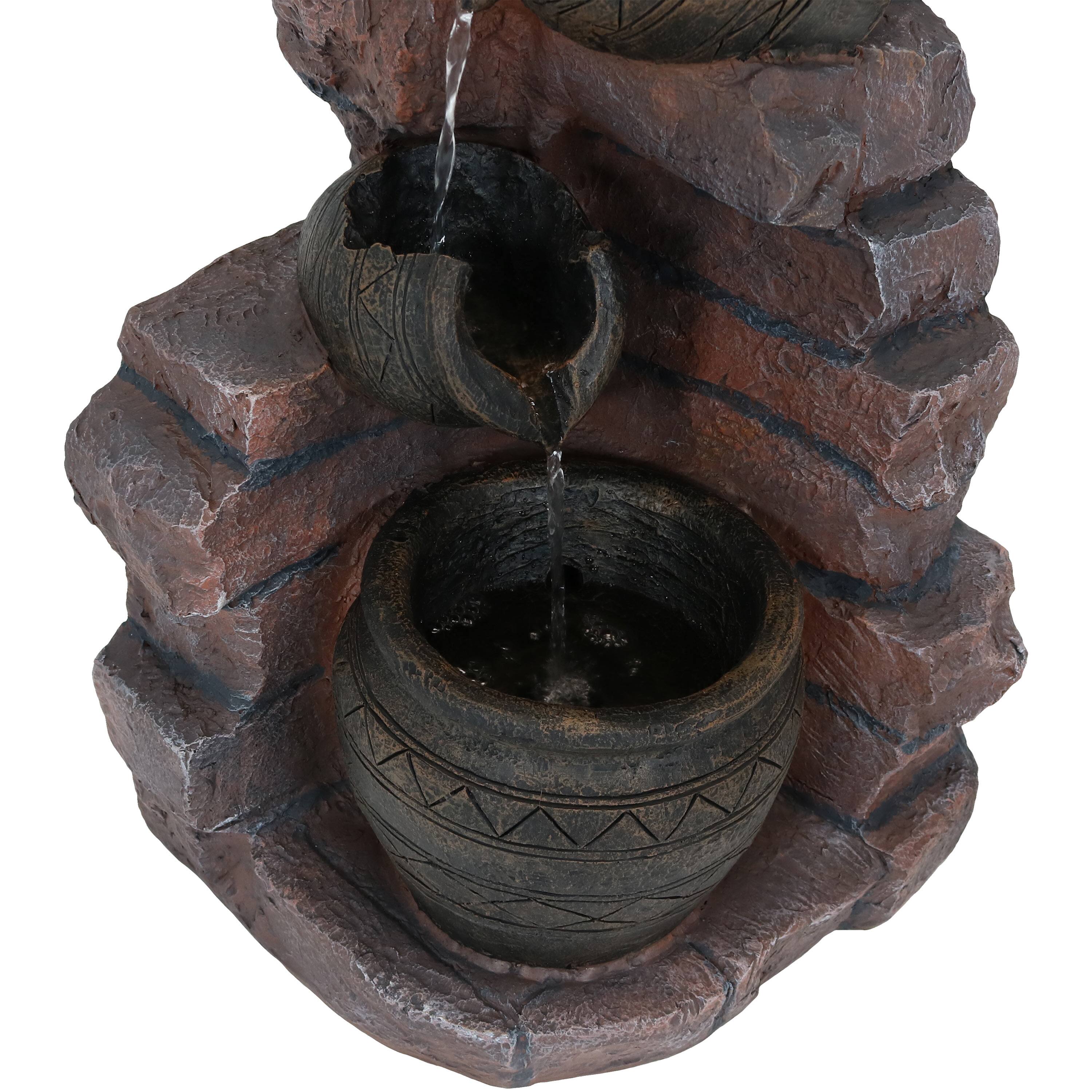 Alt View 9. Sunnydaze - Crumbling Bricks/Pots Solar Water Fountain with Battery - 27 in - Multi.