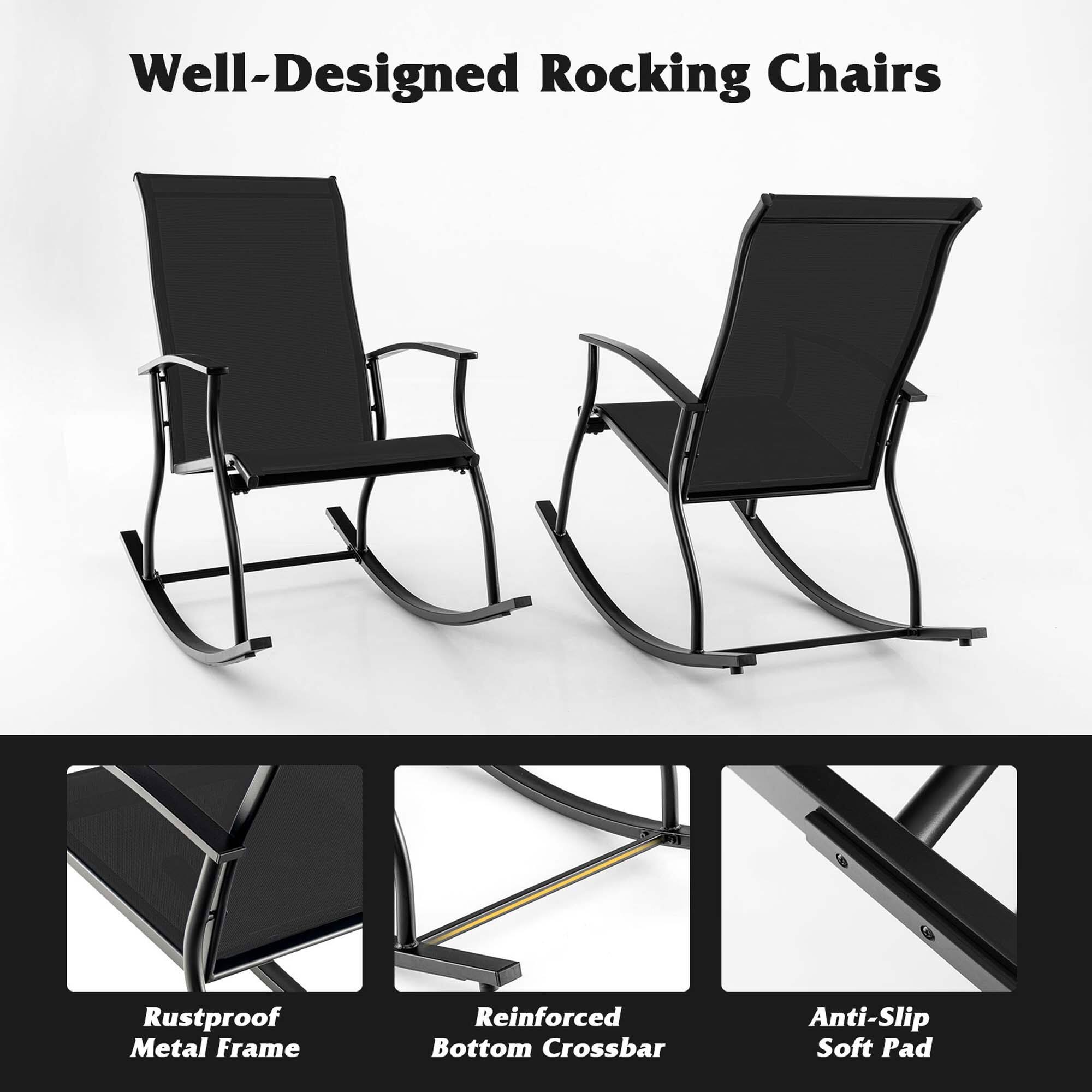 Well-Designed Rocking Chairs

Rustproof Metal Frame
Reinforced Bottom Crossbar
Anti-Slip Soft Pad