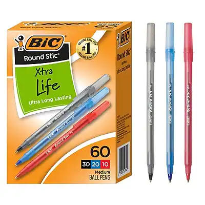 BIC Round Stic
Xtra Life
Ultra Long Lasting
60 Medium Ball Pens
30 20 10
#1 Pen of the Year 2014
Best Ballpoint Pen