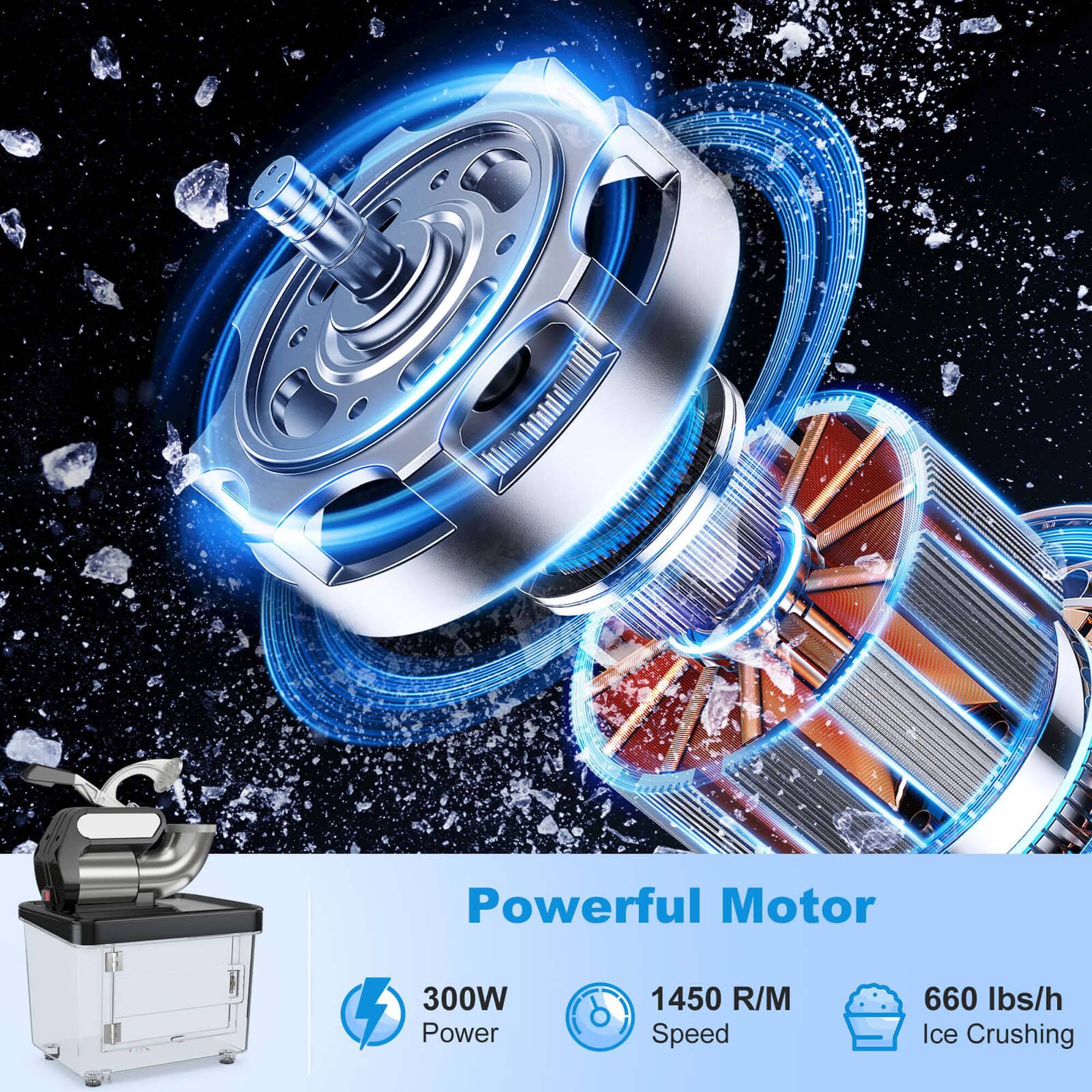 Powerful Motor 300W 1450 R/M 660 Ibs/h Ice Crushing