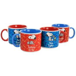 Gibson - Peanuts Snoopy Songs 4 Piece 21oz Stoneware Mug Set Designs - Assorted