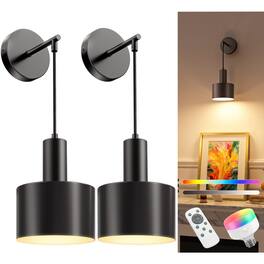 Dazzed Corner - Battery Operated Wall Sconce Set of 2,with 5200mAh Dimmable Detachable Bulbs and Remote, 9 Colors Sconces Wall Decor
